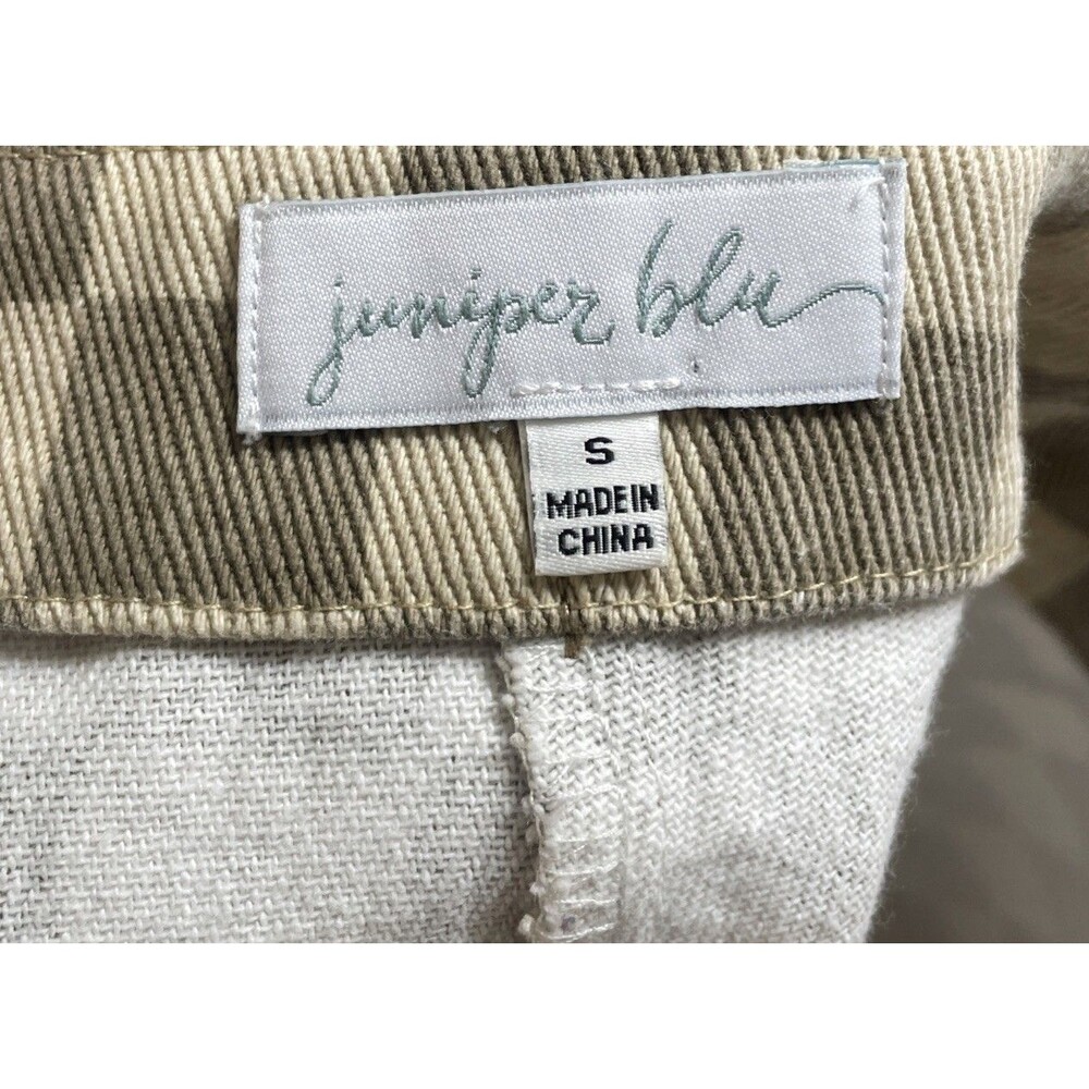 Juniper Blue Nova Check Brown Tan Mini Skirt Size Small S Denim Zip Closure - Picture 6 of 7